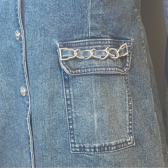 St. John Sport by Marie Denim Blazer Jacket L - Picture 4 of 8